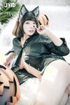巨乳系女神『茹茹』首次无胸贴尺度大突破万圣节独家限定色魔女超透视感高清