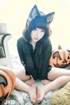 巨乳系女神『茹茹』首次无胸贴尺度大突破万圣节独家限定色魔女超透视感高清