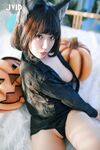 巨乳系女神『茹茹』首次无胸贴尺度大突破万圣节独家限定色魔女超透视感高清