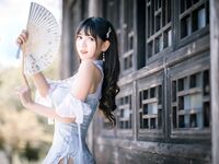 陆卿卿kyokyo汉堡王-No.009-蓝色旗袍[24P]