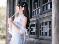 陆卿卿kyokyo汉堡王-No.009-蓝色旗袍[24P]