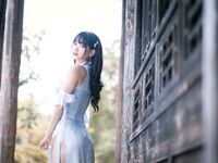 陆卿卿kyokyo汉堡王-No.009-蓝色旗袍[24P]