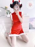 The latest@cute girl@welfareji@superb figure@pink girl@Nikaitang’s Christmas cheongsam