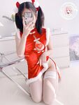 The latest@cute girl@welfareji@superb figure@pink girl@Nikaitang’s Christmas cheongsam
