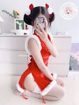 The latest@cute girl@welfareji@superb figure@pink girl@Nikaitang’s Christmas cheongsam