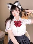 Bahagian bawah skirt gadis bertelinga kucing Jiuyan