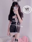 Gadis comel dengan ekor kuda berkembar Nikaido (Za Eiko) - NO.030 Jubah kulit hitam dengan mutiara 