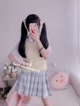 Cute na batang babae na may kambal na nakapusod na Nikaido (Za Eiko) - NO.031 JK na puting medyas