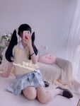 Cute na batang babae na may kambal na nakapusod na Nikaido (Za Eiko) - NO.031 JK na puting medyas
