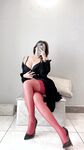 Jiejiu – micro-circle series Bordeaux red suspender stockings 