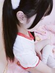 청순한 꼬리가 달린 인간형 암캐 "에로틱 꼬마 요정"복지 개인 사진 - 로리 체육복 zip