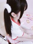 청순한 꼬리가 달린 인간형 암캐 "에로틱 꼬마 요정"복지 개인 사진 - 로리 체육복 zip