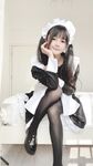 Sakurai Ningning NO.031 Double ponytail black stocking maid