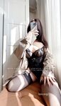 ดาราดังชาวเน็ตก้นอ้วน @olive_emmm ภาพถ่ายส่วนตัวชุดใหม่ 6 ชุด - เสื้อกันลม, เอวและถุงน่องถุงเท้ายาว