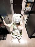 Double ponytail pink white tiger @小粉馕头 scale private shooting view