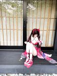Double ponytail pink white tiger @小粉馕头 scale private shooting view