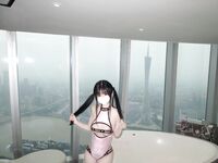 Double ponytail pink white tiger @小粉馕头 scale private shooting view