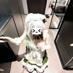 Double ponytail pink white tiger @小粉馕头 scale private shooting view