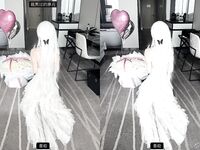 Double ponytail pink white tiger @小粉馕头 scale private shooting view