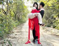Hot contrast sexy beauty "Tutu" at ang kanyang mga girlfriends VIP group Xiuhe group wedding dress face oral sex, magandang sexy wedding bride super contrast full version welfare ①