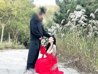 Hot contrast sexy beauty "Tutu" at ang kanyang mga girlfriends VIP group Xiuhe group wedding dress face oral sex, magandang sexy wedding bride super contrast full version welfare ①