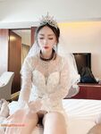 Hot contrast sexy beauty "Tutu" at ang kanyang mga girlfriends VIP group Xiuhe group wedding dress face oral sex, beautiful sexy wedding bride super contrast full version welfare ③ Xiuhe