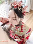 Hot contrast sexy beauty "Tutu" at ang kanyang mga girlfriends VIP group Xiuhe group wedding dress face oral sex, beautiful sexy wedding bride super contrast full version welfare ③ Xiuhe