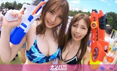 200GANA-2142 ファ●ファ●スプラッシュナンパ！ 某テーマパークで行われたフェスで見つけた水着美女二人組！会場の熱気でテンションMAXだったからすんなりお持ち帰り成功！一人がトイレに立っている間にもう一人を二人がかりでエッチなイタズラを仕掛け、その勢いで4P開始♪ りりか 24歳 OL/ももは 24歳 OL