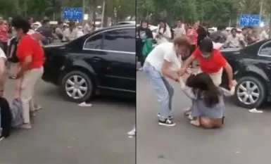 捉奸-街头打小三现场