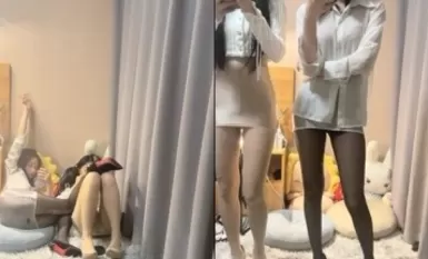 [다리가 긴 레프리콘 스퀴즈 걸과 그녀의 긴 다리 BFF], 다리와 엉덩이가 아름다운 두 소녀