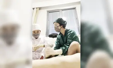 의사와 간호사가 전문적으로 정자 추출, 풋잡, 펠라치오, 직업 유니폼, 다양한 대조 스타킹, 실크 발 정자 추출 (5)