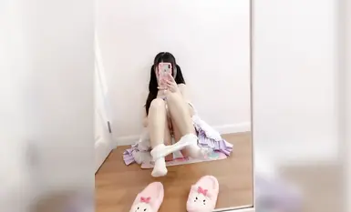 Double ponytail white tender big one little bitch, Lolita white silk beautiful legs, large scale self-insertion pink hole super temptation (1)