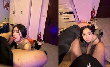 Melatih jalang sifat-M itu, menunggang pada muka dan menjahanamkan mulut, memaksa tekak dalam