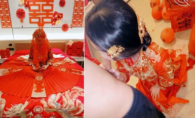 姐姐穿上「秀禾」的瞬间，老女嫩逼受到刺激，疯狂喷水，强力深喉