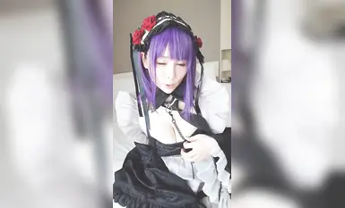 Okada Yui cos #OL #masturbation #squirt #big tits #black silk #fantia #gun machine (1)