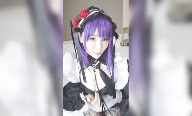 Okada Yui cos #OL #masturbation #squirt #big tits #black silk #fantia #gun machine (1)