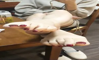 Ang Yi Live Ni ay August foot control footjob silk feet (4)