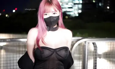 ❤️Little Q｜Shameful Exposure_Váy đen xuyên thấu LED Choker_Street Extreme Exposure