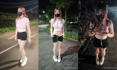 ❤️Little Q｜Shameful Exhibitionism_Dark Park, Forced Exposure Walk with Dog Leash