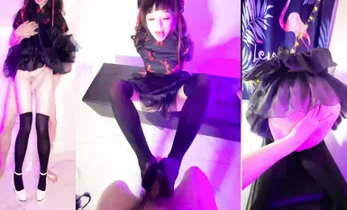 極品嫩妹舞啪福利姬【貝璃珞】最新露臉作品，中華娘的才藝，狂吞前輩的精液打氣加油 (1)