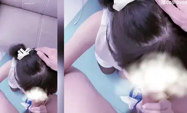 極品嫩妹舞啪福利姬【貝璃珞】最新露臉作品，中華娘的才藝，狂吞前輩的精液打氣加油 (2)