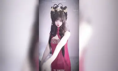 Top-quality young female dancer and AV actress [Bei Liluo]'s latest face reveal work, a dynamic nude dance in the style of a cosplayer on Douyin (6)