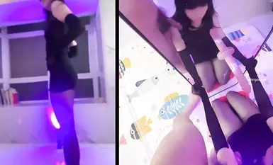 極品嫩妹，舞啪福利姬【貝璃珞】最新露臉作品，燒杯安琪拉的才藝表演，褻玩黑絲包臀女主播 (3)