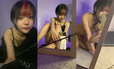 日本地雷系短發小母狗輟學神待少女，全身紋身改花刀，原本藝術品般白嫩身體被黃毛糟蹋