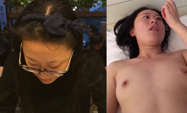 【原檔無水印】反差眼鏡長發妹白天甜美文藝拍照，回家卻只穿粉色內褲半裸，直接騎乘女上位瘋狂搖動，浪叫不止