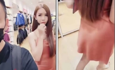 深處異鄉在泰國混的風生水起小哥約個當地極品網紅外出,無內逛街,試衣間脫光摸奶子