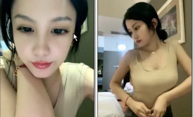 大眼女神住飯店露臉全裸自慰，豐滿大奶抖呀抖，很性感.