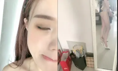 大白腿非常直非常美的170CM九头身邻家女神，不开美颜也能这么好看，懒洋洋地在躺床上扣粉逼 (1).