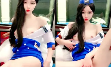 Internet celebrity beauty sa sexy stewardess uniform! Pumunta sa ibang bansa para magbayad ng mga online na pautang! Magandang hitsura, walang buhok na kulay rosas na puki, M na binti na may mga bolang nanginginig (1).