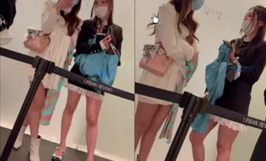 KFC原創CD 模特兒級美女試服裝短裙丁字褲前後CD 兩位美女都是女神.